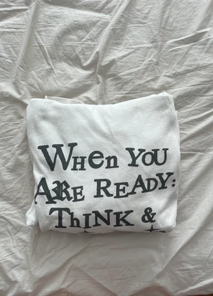 Sudadera blanca con capucha y letras por detrás oversized, marca: Pull & Bear, estado: Muy bueno, tamaño: L / 40 / 12, 13,00 €, 14,35 € Protección al comprador incluida