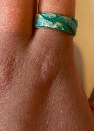 Polymer clay green rings, condition: New without tags, size: 15.3 mm / I½, £4.00, £4.90 includes Buyer Protection