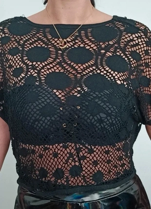 Top loose crochet noir ajouré sexy taille unique, estado: Muy bueno, tamaño: Talla única, 10,00 €, 11,20 € Protección al comprador Pro incluida