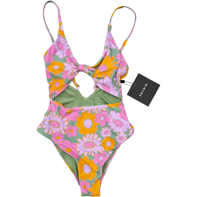 New 9.0 Swim Jada Cut Out One Piece Retro Floral Swimsuit Bathing Suit Size 4 1