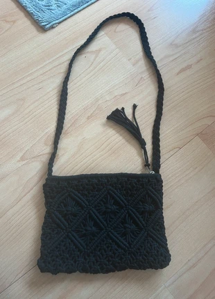 Sac bandoulière noir en macramé fait main style vintage, brand: Fait Main, condizioni: Ottime, €10.00, €11.20 include la Protezione acquisti