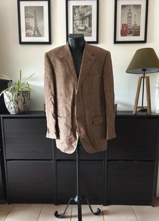 Blazer en lin marron Lebole pour homme, merk: Lebole, staat: Heel goed, maat: 52, € 19,00, € 20,65 inclusief Kopersbescherming