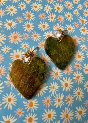 Boucle d’oreille cœur vert doré pierre argile polymère acier strass, marca: Fait Main, estado: Muy bueno, 2,50 €, 3,33 € Protección al comprador incluida