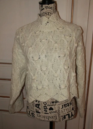 Pull blanc mailles torsadées M, brand: Pimkie, condition: Very good, size: M / 38 / 10, €9.00, €10.15 includes Buyer Protection