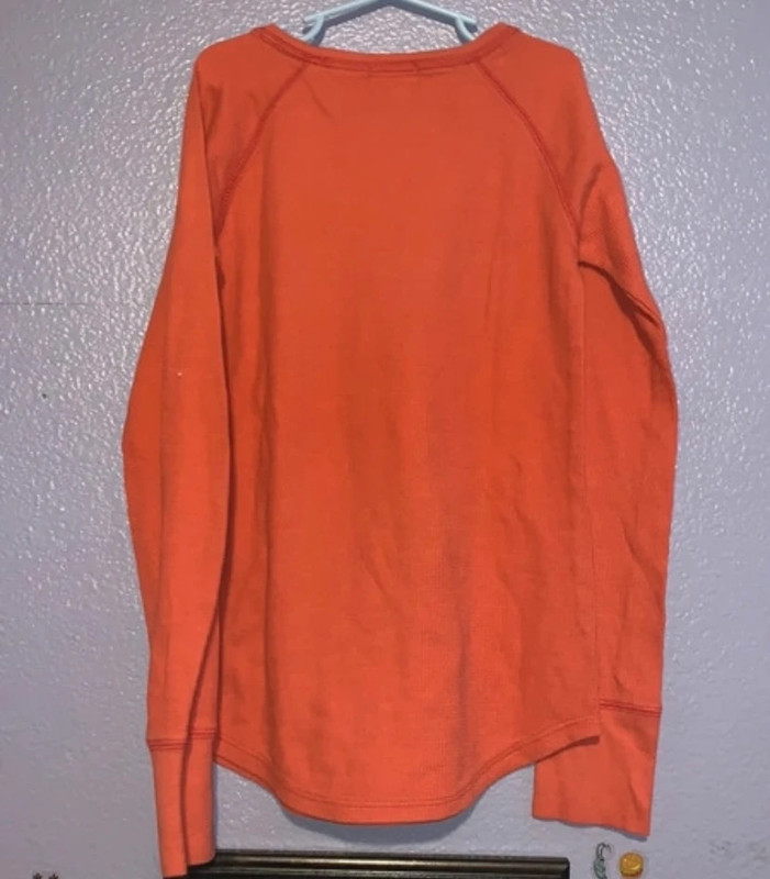 Old Navy girls 14 orange thermal long sleeve shirt 3