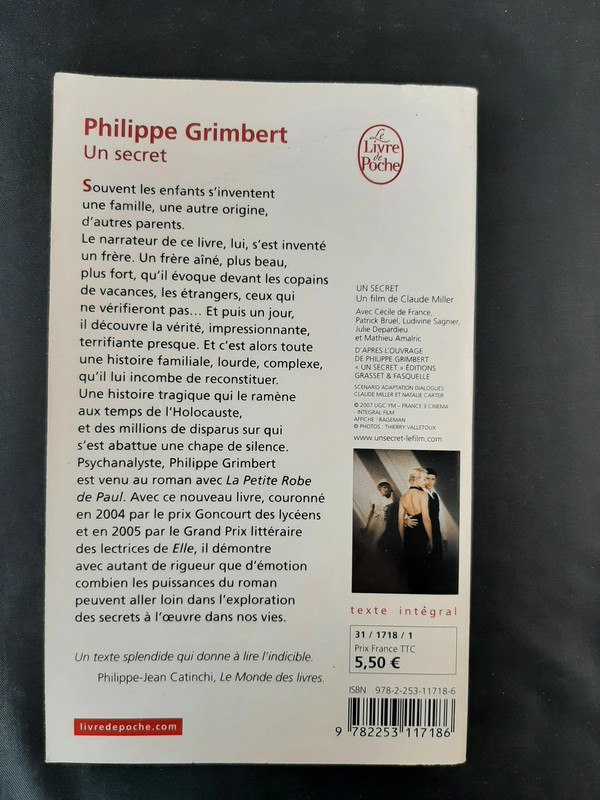 Un secret de Philippe Grimbert - éditions Grasset - Après avoir lu
