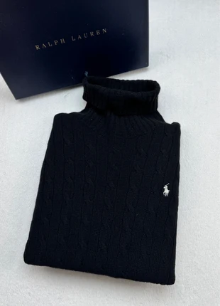 Pull Ralph Lauren col roulé torsadé noir logo blanc laine cachemire femme taille L, marca: Ralph Lauren, estado: Muito bom, tamanho: L / 40 / 12, €80.00, €84.70 inclui Proteção do Comprador Pro