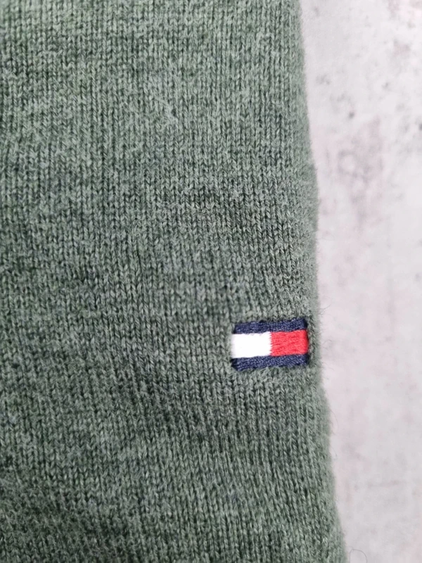 Pull fin col châle Tommy Hilfiger vert – Taille M Homme (mesures en photos) - photo numéro 5