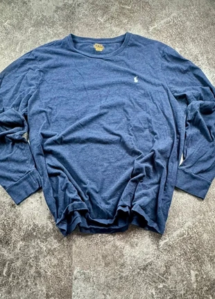 Pull Polo Ralph Lauren Homme XL Bleu marine chiné – Custom Slim Fit  Logo blanc brodé – 100 % coton, merk: Polo Ralph Lauren, staat: Heel goed, maat: XL, € 30,00, € 32,20 inclusief Kopersbescherming