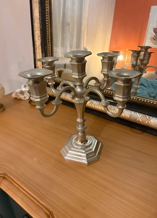 Chandelier en métal argenté à 5 branches – style classique et élégant, marque: Vintage Love, état: Bon état, 25,00 €, 26,95 € Protection acheteurs incluse