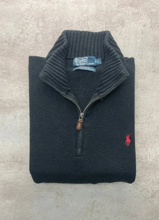 Half zip 1/4 zip col camionneur Ralph Lauren | Taille L | Noir logo rouge, brand: Polo Ralph Lauren, condition: Very good, size: L, €63.00, €66.85 includes Buyer Protection Pro