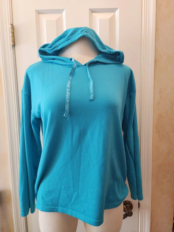 Muk Luks Blue Pullover Long Sleeve Hoodie Lightweight Large 1