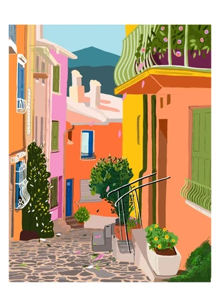 Affiche Collioure A4 – Illustration colorée du Sud de la France 🌞, merk: CM, staat: Nieuw zonder prijskaartje, € 4,00, € 4,90 inclusief Kopersbescherming