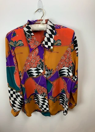 80s colourful Western Style blouse with shoulder pads, brand: western style, condition: Very good, size: L / 12, £5.00, £5.95 includes Buyer Protection