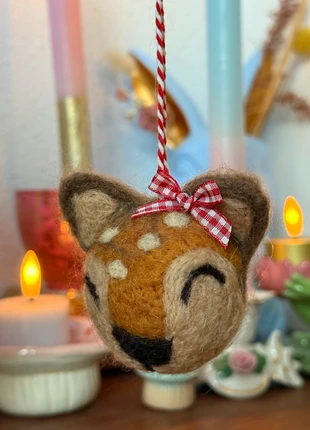 Needle felted deer Christmas bauble, marque: Cece Lapin, état: Neuf sans étiquette, 14,50 €, 15,93 € Protection acheteurs incluse