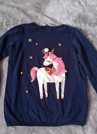 Navy Blue H&M Unicorn Christmas Jumper – Size 122/128 (6–8 Years), brand: H&M, condition: Very good, size: 6 years / 116 cm, £2.99, £3.53 includes Buyer Protection Pro