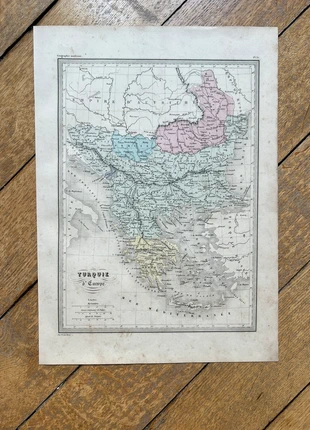 Turquie d’Europe - Balkans - Planche géographique vintage, condizioni: Buone, €12.00, €13.30 include la Protezione acquisti Pro