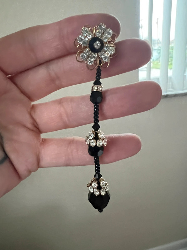 Black Sparkly Dangly Earrings 3