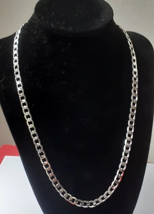 Chaîne en argent 925 collier 50 cm maille curb 6 mm, marque: Argent, état: Neuf sans étiquette, 10,00 €, 11,20 € Protection acheteurs incluse