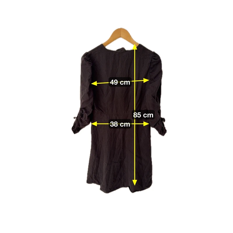Robe Noire Élégante ZARA Col V Manches Froncées - photo numéro 3