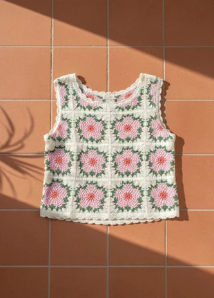 Top crochet fleuri taille S, bohème chic, rétro tendance, marque: novera, état: Très bon état, taille: S / 36 / 8, 34,99 €, 37,44 € Protection acheteurs (Pro) incluse