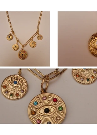 Fait-main : Collier charmes avec pendentifs Evil Eye, marca: Audrey Bijoux, estado: Nuevo con etiquetas, 15,00 €, 16,45 € Protección al comprador incluida