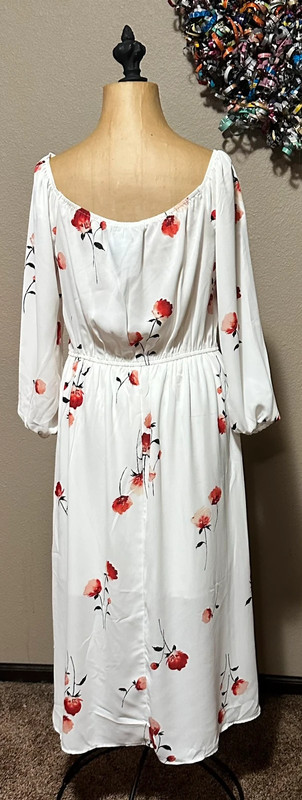 Rixxi White Floral Summer Dress, 3/4 Sleeve, Large NWT 3