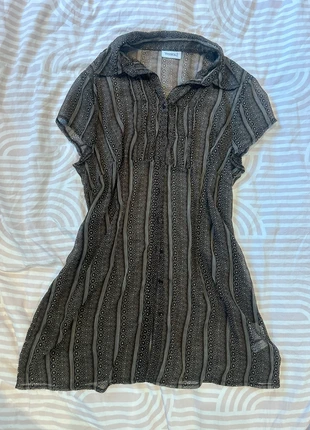 Doorzichtige bruine lange blouse/ jurk met patroon, brand: Yessica, condition: Very good, size: L / 40 / 12, €4.00, €4.90 includes Buyer Protection