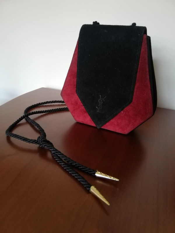 Borsa Yves Saint Laurent Ysl vintage anni 80 pelle velluto rara geometrica pochette purse sac bag