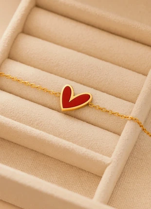 Bracelet cœur rouge en acier inoxydable, marca: S'Steel, estado: Novo sem etiquetas, €6.99, €8.04 inclui Proteção do Comprador