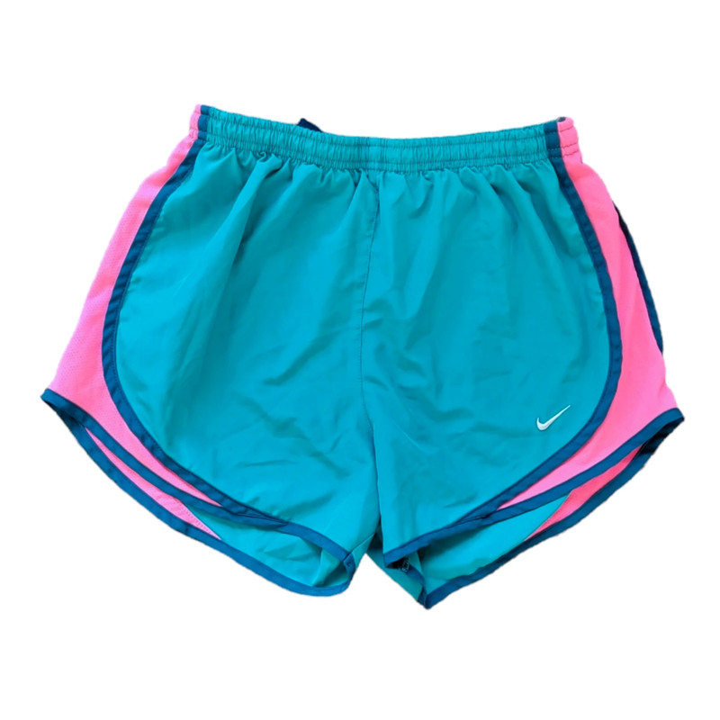 Nike Dri Fit Small Blue and Neon Pink Retro High Rise Athletic Shorts 1