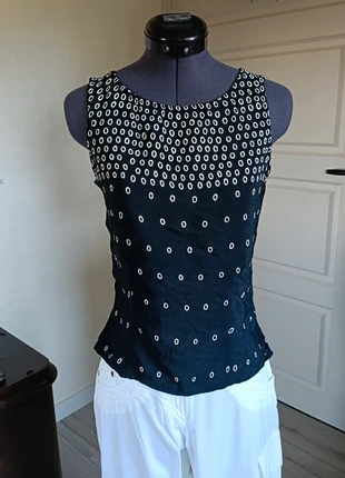 Zwart/crème topje van P.S. Company, maat 36., merk: P.S. Company, staat: Heel goed, maat: S / 36 / 8, € 9,75, € 10,94 inclusief Kopersbescherming