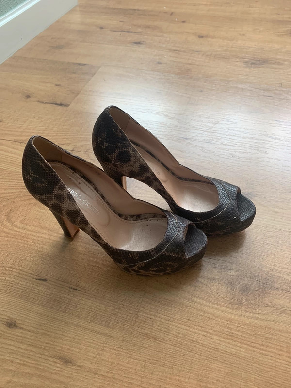 Geweldige leopard peep toe schoenen met plateauzool Vinted