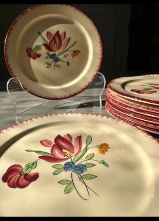 Diam 18 cm 🌺 Lot de 8 Assiettes dessert 🤚 peintes main, marca: Longchamp, estado: Muito bom, €60.00, €63.70 inclui Proteção do Comprador