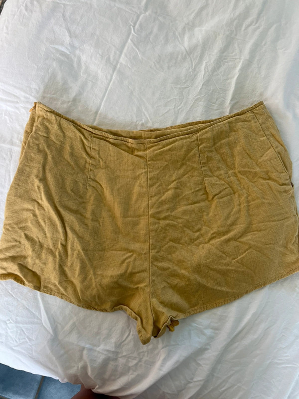 Mahina Yellow Linen Shorts 3