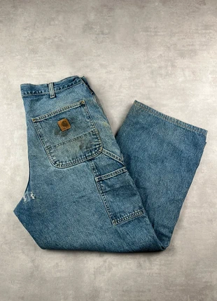Pantalon carhartt single knee workwear baggy bleu patiné vintage - Taille 32x28, marca: Carhartt, estado: Muy bueno, tamaño: W32 | ES 42, 25,00 €, 26,95 € Protección al comprador Pro incluida
