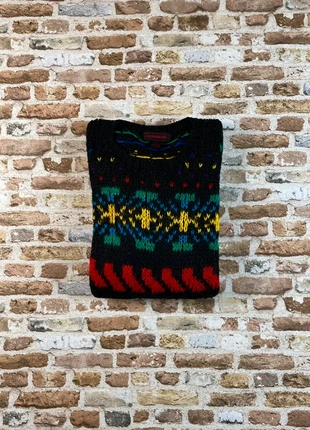 Pull vintage long en maille noir motifs multicolores - L, brand: Vintage Dressing, condition: Very good, size: L / 40 / 12, €19.00, €20.65 includes Buyer Protection Pro