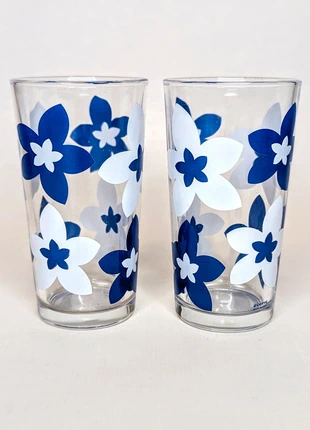 Lot de 2 verres vintage Cerve Italie flower power bleu, marke: Vintage, zustand: Sehr gut, 6,50 €, 7,53 € beinhaltet Vinted-Käuferschutz Pro