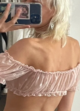 Haut crop top rose transparent avec petites fleures, merk: Rose, staat: Nieuw zonder prijskaartje, maat: S / 36 / 8, € 5,00, € 5,95 inclusief Kopersbescherming