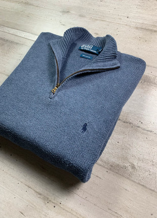 Pull sweat Ralph Lauren 1/4 zip half zip col camionneur bleu gris 100% coton - Taille XXL, marca: Ralph Lauren, estado: Muito bom, tamanho: XXL, €50.00, €53.20 inclui Proteção do Comprador Pro