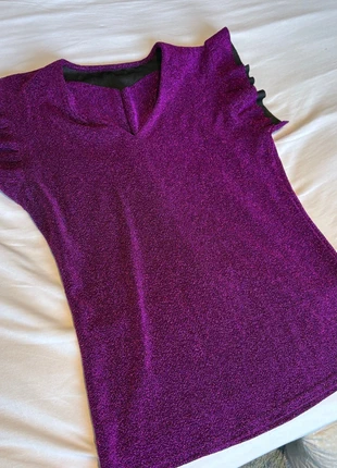 Shiny Purple Top with Sparkles, merk: Zara, staat: Nieuw zonder prijskaartje, maat: M / 38 / 10, € 7,50, € 8,58 inclusief Kopersbescherming