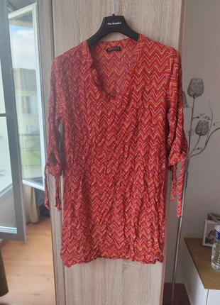 Tunique / Robe courte Sarah John Paris - Motif chevron rouge/rose/doré - Taille L, marque: Sarah John, état: Très bon état, taille: L / 40 / 12, 6,99 €, 8,04 € Protection acheteurs incluse