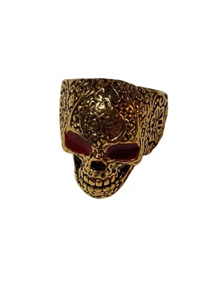Anello teschio dorato con occhi rossi, marque: Annuncio senza brand, état: Neuf sans étiquette, taille: 22,6 mm, 3,00 €, 3,85 € Protection acheteurs incluse