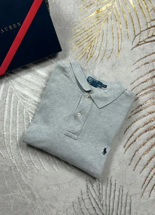 Polo à manche longue Ralph Lauren gris clair logo brodé bleu marine, brand: Ralph Lauren, condizioni: Ottime, taglia: XXL, €22.00, €23.80 include la Protezione acquisti Pro