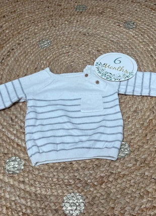 Pull rayé blanc et gris, brand: Primark, condition: Good, size: 6-9 months / 68 cm, €2.00, €2.80 includes Buyer Protection