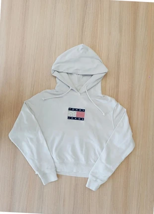 Sweat à capuche/ hoodies Tommy Jeans blanc cassé logo drapeau vintage XS, brand: Tommy Hilfiger, condizioni: Ottime, taglia: XS / IT 38 / EU 34, €30.00, €32.20 include la Protezione acquisti