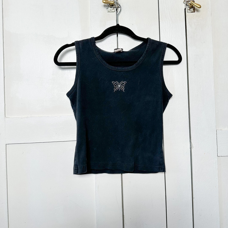 COZY | Vintage 90s Sleeveless Butterfly Black Tank Top 1