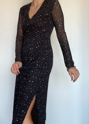 Robe longue noire étoilée, merk: Pimkie, staat: Nieuw met prijskaartje, maat: S / 36 / 8, € 10,00, € 11,20 inclusief Kopersbescherming