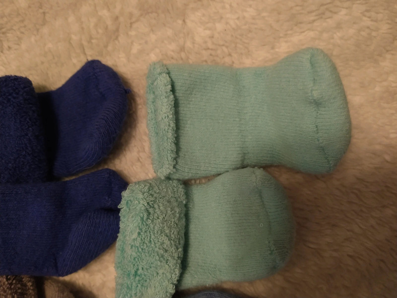 6 Pair Plush Baby Socks Blues Greens Neutrals 2