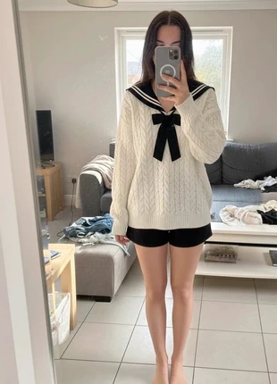 Pull marin blanc col sailor nœud noir oversize, marque: Boutique Bohéme, état: Très bon état, taille: S / 36 / 8, 42,90 €, 45,75 € Protection acheteurs incluse